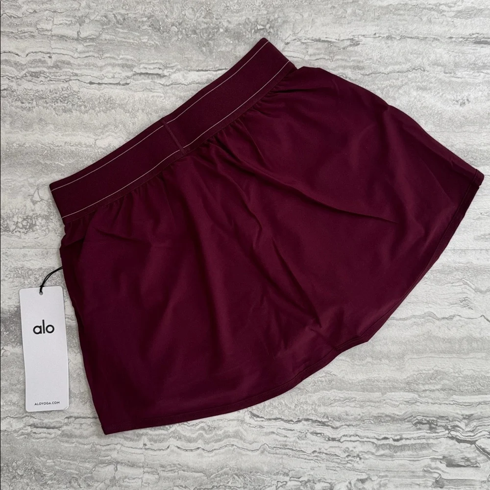 💜ALO💜 BURGUNDY Match Point Tennis Skirt - Picture 3 of 8